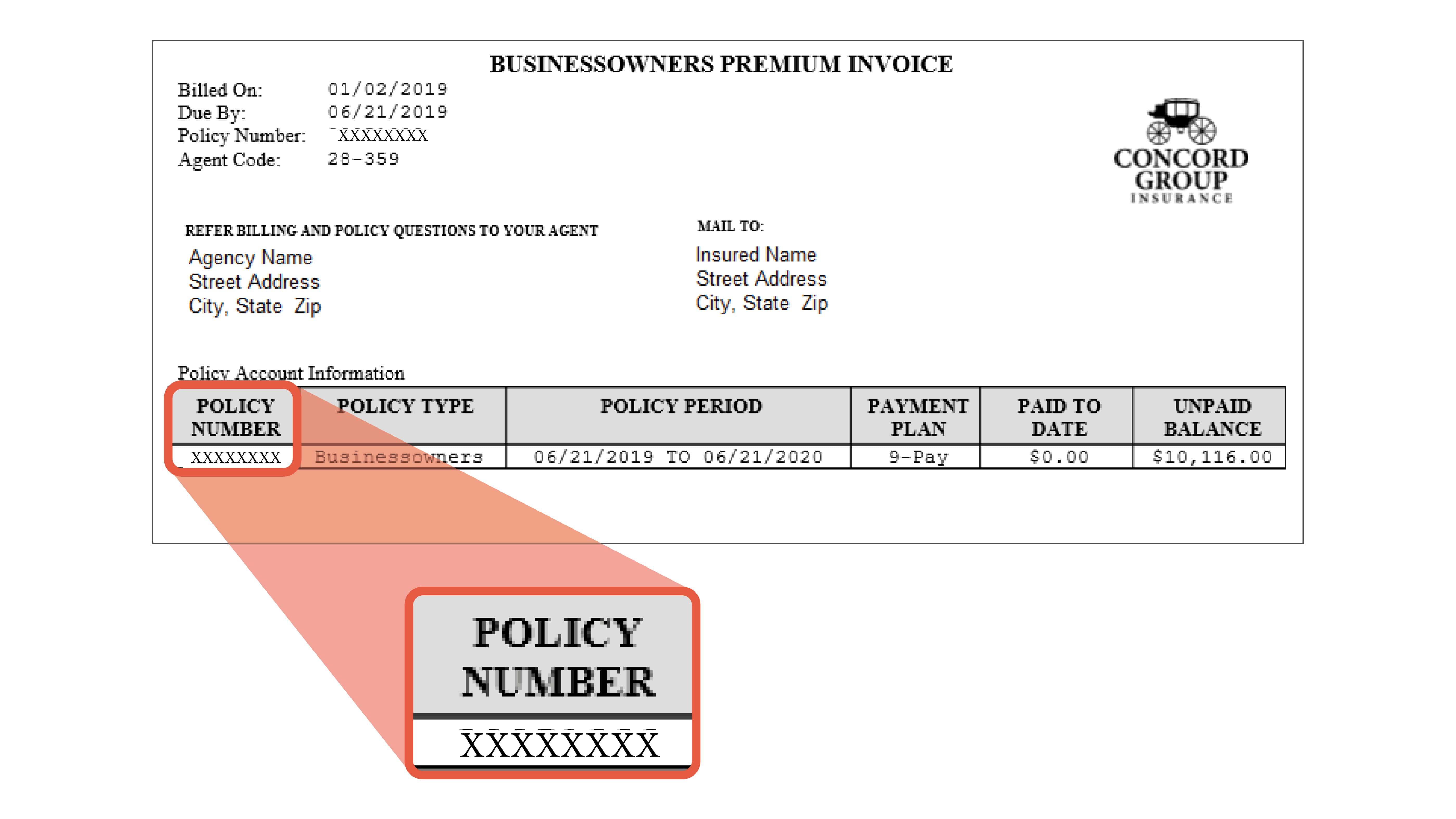 Commercial Line Invoice Sample